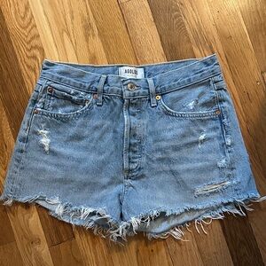 Agolde Light Blue Distressed Jean Shorts
